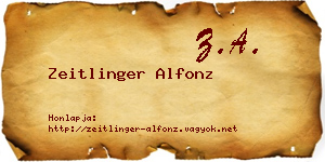 Zeitlinger Alfonz névjegykártya